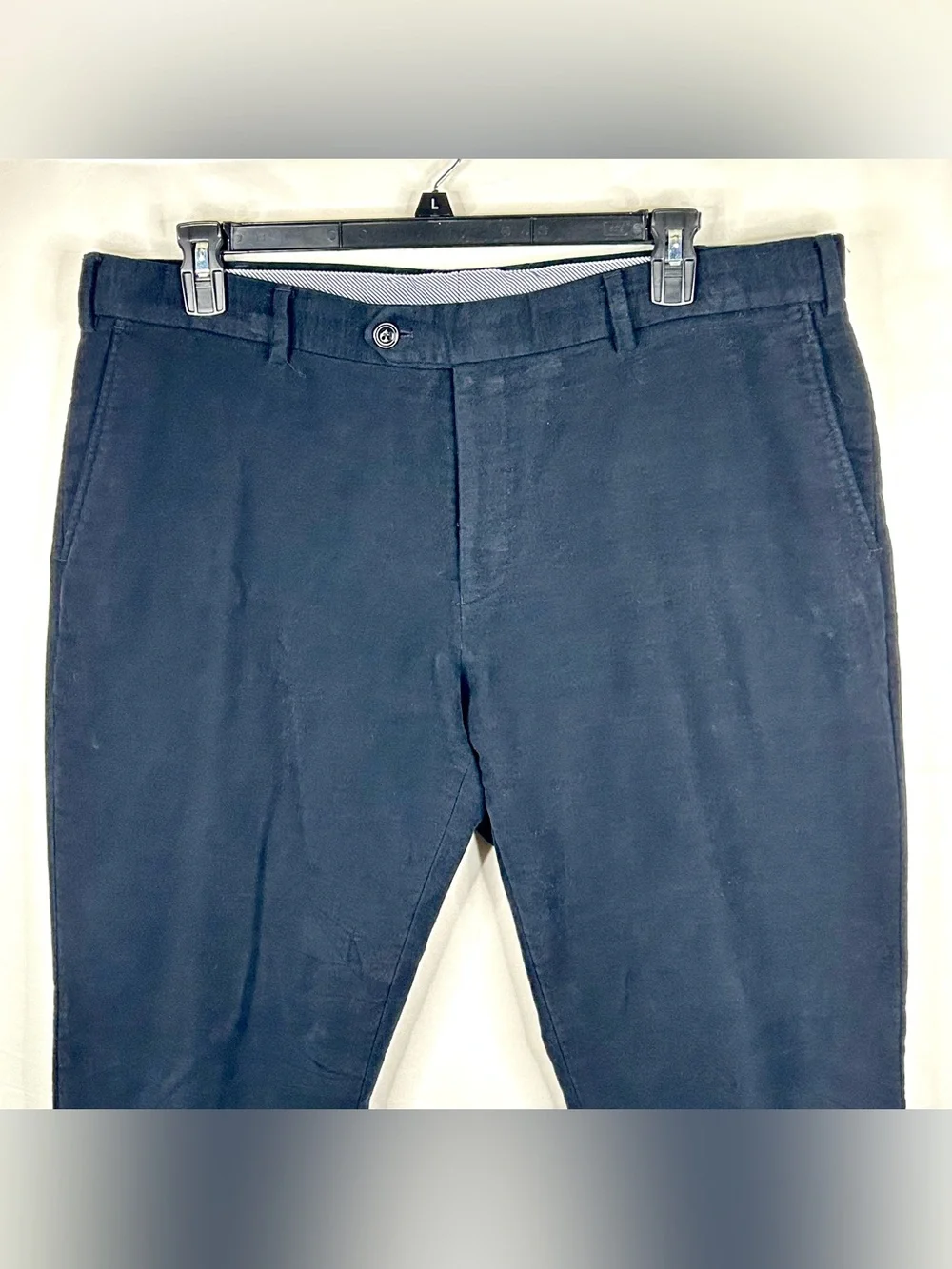 Charles Tyrwhitt Dress Pants Mens Size 40x32 Slim Fit Moleskin Blue Trousers